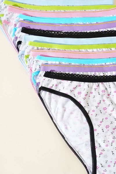 BEYAZTOPTAN 100% Cotton Passion Women's 12-Pack Holly Bikini Panties (0590)