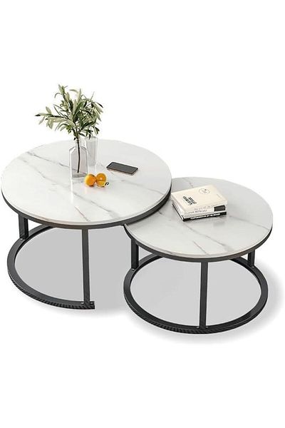 Türkiye 2 Round Coffee Table With Metal Frame