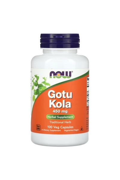 Now Gotu Kola Ayurvedic medicine wound healing abdominal discomfort and memory 450 mg 100 Caps