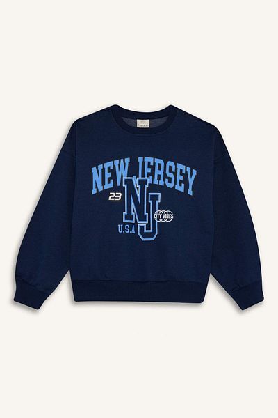 DeFacto Girl's Relax Fit Crew Neck Printed Sweatshirt E8894A825Au