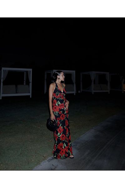 MoyStore Design Backless Rose Dress