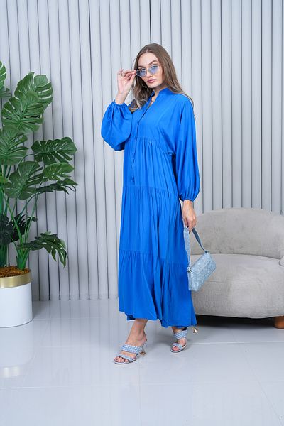 EL jadida Women's Plus Size Hijab Viscose Dress Indigo 2061