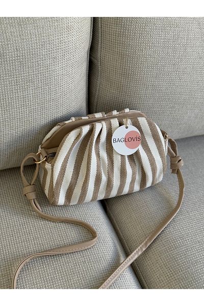 BAGLOVİS Fabric Women's Shoulder Bag with Zipper and Snap Closure En25 Boy15