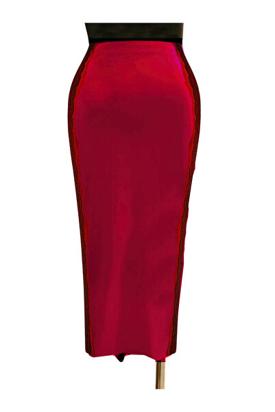 Due Stelle Velvet Lace Detailed High Waist Tango Dance Skirt – Split Stage and Show Performance Skirt