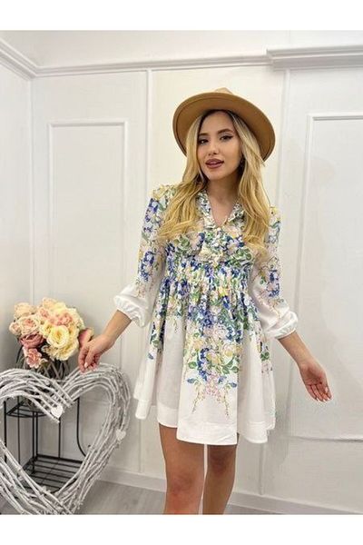 Pulli Collection Linen Fabric Floral Patterned Mini Dress