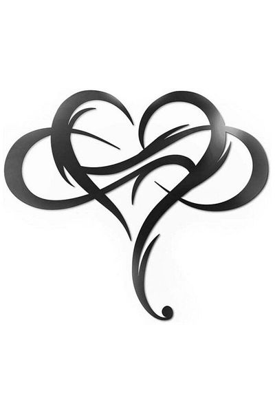 Mirfa Wooden Wall Art With Self Adhesive Base - Black (Infinity Heart - Pack of 3)