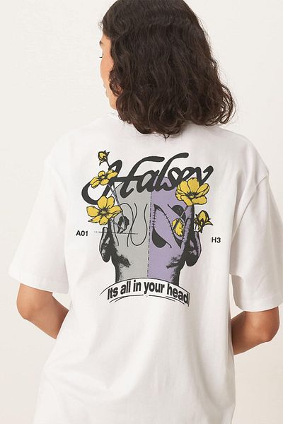 Tee&more. Unisex Oversize Halsey Manic World Tour Back and Front Printed Premium T-Shirt