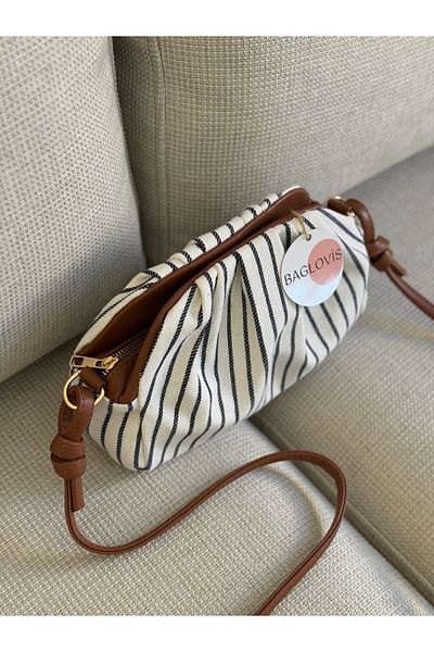 BAGLOVİS Fabric Women's Shoulder Bag with Zipper and Snap Closure En25 Boy15