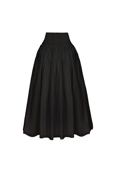 laulei Fusta midi cu talie înaltă din poplin