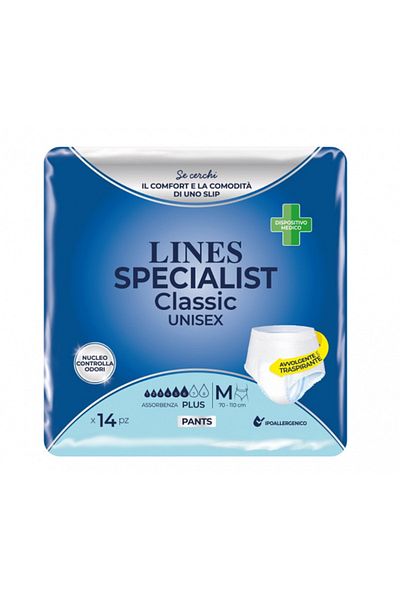 Lines Scutece pentru adulți Specialist Plus, 6 picături, mărimea M, 14 bucăți