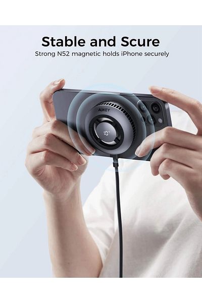 AUKEY Aoki Qi2 Wireless Charger with Fast Charging, Active Cooling Fan, and Strong Magnets