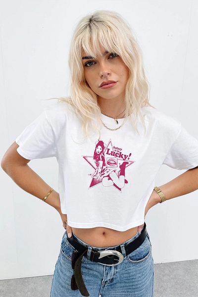 Tee&more. Halsey Is so Lucky Printed Premium Regular Fit Crop T-Shirt