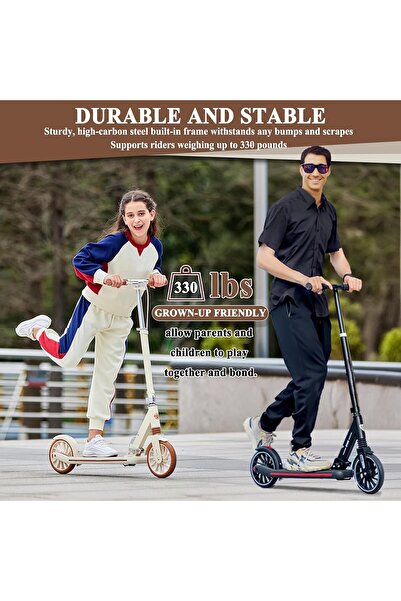 AZAF Rally Kick Scooter for Ages 6+ Kid Teens & Adults Solid Tires Big Wheels for Kids