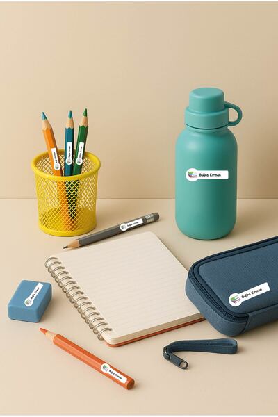 cabuk baskı Kitap Temalı İsme Özel Okul Etiketi Seti - Defter Kalem Sticker Suya Dayanıklı Etiket Çıkartma