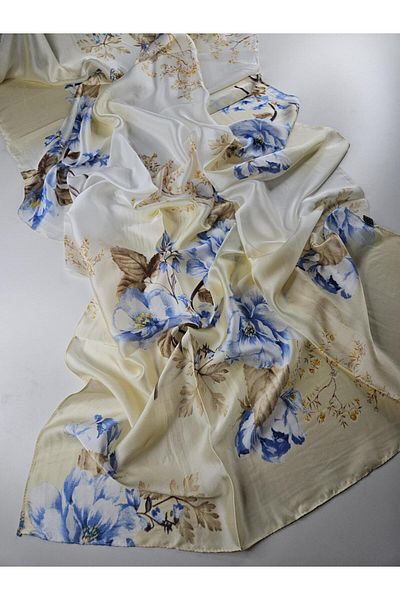 Webinay Home Pastel Pattern Voile Silk Shawl New Season Scrafs Hijab