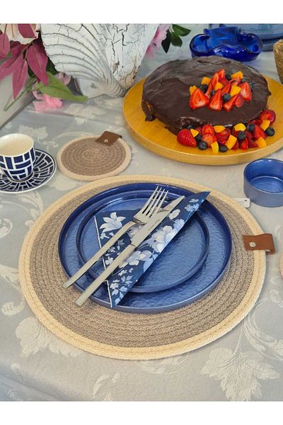 Lider MAGNESİA Leader Magnesia 6 Pieces 32 cm Round Wicked American Service Wicked Jute Knitting Supplies Presentation