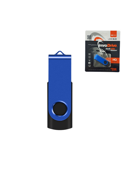 Imro Stick de memorie USB 2.0 de 16 GB cu capac rotativ, albastru cu negru