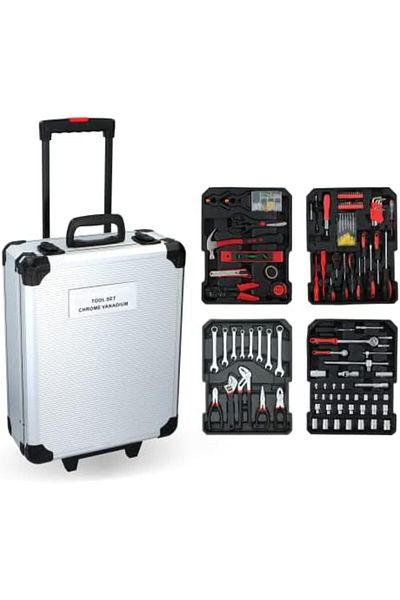 Generic Tool Box 187 Piece Tool Set Tool Trolley Chrome Vanadium Steel Black