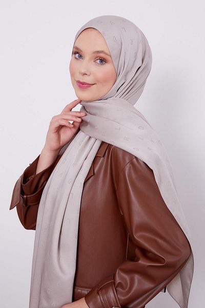 İLKYAZ LEVİDOR LVD Τυπωμένο Ζακάρ Σάλι Light Mink