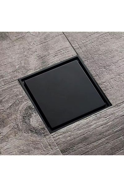 7LIFE Square Drain Trap, Black, Brass and Stainless Steel, Detachable Cap and Odor Filter