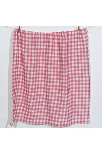 itsybitsy Bird of Life Pink Check, Muslin Baby Blanket, 70X70 cm