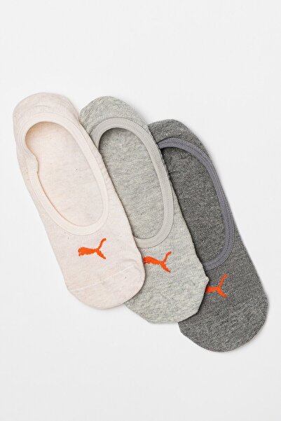 Puma , Set of unisex very short socks - 3 pairs, Gray melange, Dirty white, 43-46