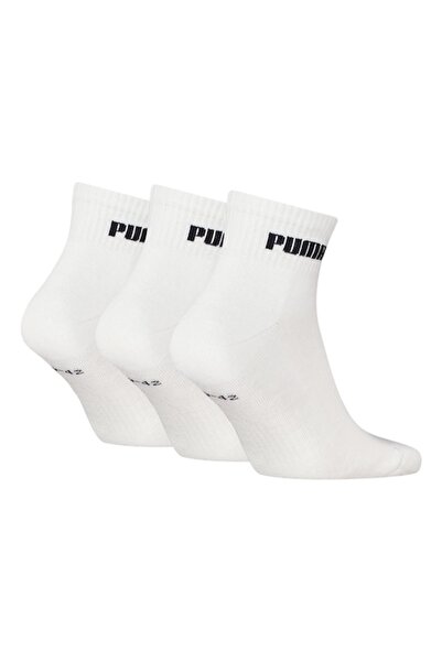 Puma , Set de sosete scurte unisex cu logo contrastant - 3 perechi, Alb, 35-38