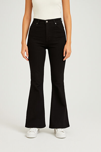 DELDNM Lina Black Talie înaltă Lycra Jeans confortabili cu picioare spaniole ...