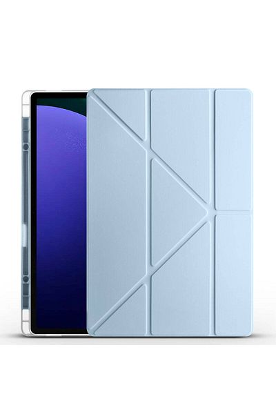 Cep Plus حافظة Galaxy Tab S10 Ultra CPPL ثلاثية الطي مع حامل ومقصورة للقلم - أزرق