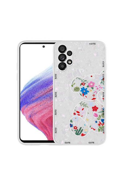 Cep Plus Galaxy A13 4g Case Patterned Hard Silicone Cppl Mumila Cover - White Cat