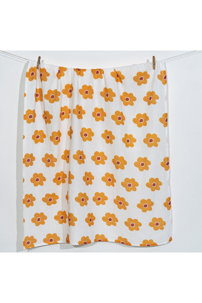 itsybitsy Amulet Lemon Bloom, Muslin Baby Blanket, 70X70 cm