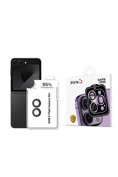 Cep Plus Galaxy Z Flip 6 CPPL CL-11 Sapphire واقي عدسة الكاميرا مضاد للانعكاس وخالي من بصمات الأصابع - أسود