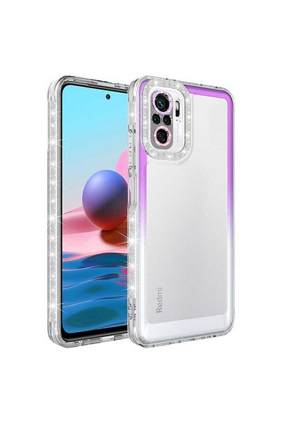 Cep Plus حافظة Redmi Note 10 CPPL مع تصميم لامع ومتدرج اللون مع حماية للعدسة - أرجواني-أبيض