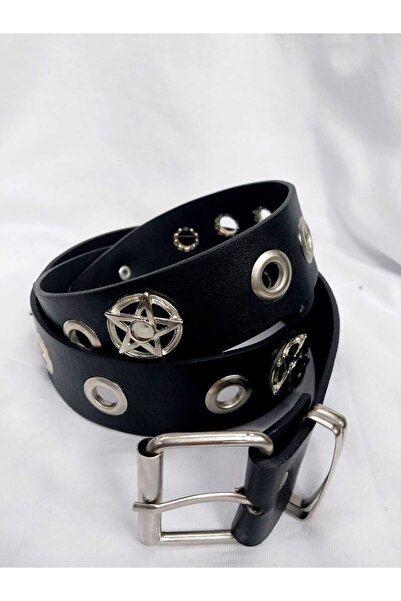 DÜKKAN DESİGN CUREA DE PIELE GOTICĂ PUNK CU PENTAGRAMĂ