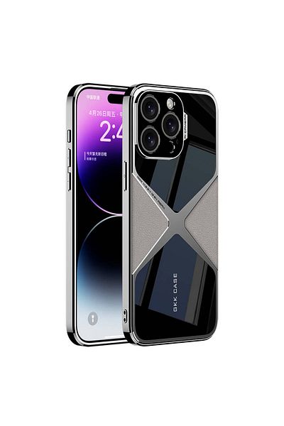 Cep Plus Apple iPhone 15 Pro Case Ultra-Thin Camera Protection Pc + Leather Back Surface Cppl X-Pro Cover-Titanium-