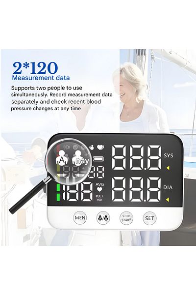 AYCB Tensiometru Premium AYCB™ pentru braț, manșetă 22-32 cm, cablu de încărcare USB-C + adaptor de alimentare
