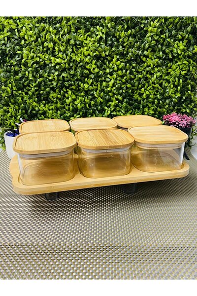 MİEN HOME Breakfast Set of 6 Glass Bamboo