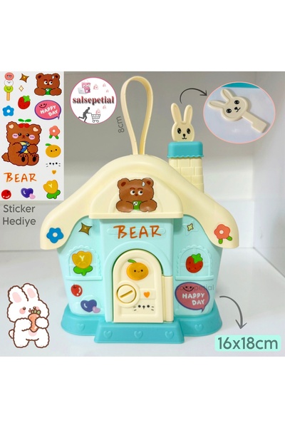 Salsepetial Kawaii Tavşan Ev Kumbara Kilitli Ev Kumbara Para Kawaii Tavşan Ev...