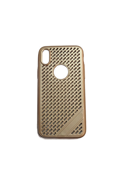 OEM Carcasă compatibilă cu iPhone X, silicon auriu-roz cu găuri, cu folie arg...