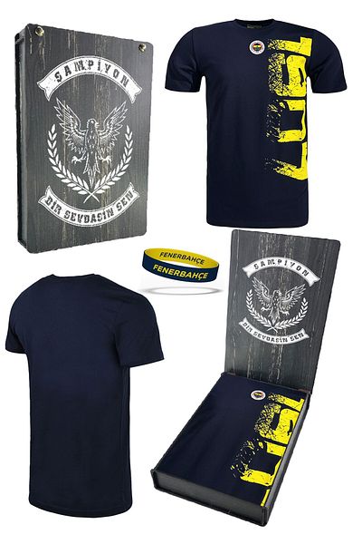 Fenerbahçe Γνήσιο Licensed Tribune 1907 Ανδρικό T-Shirt + Σετ βραχιολάκι Δώρο Ξύλινο Σετ