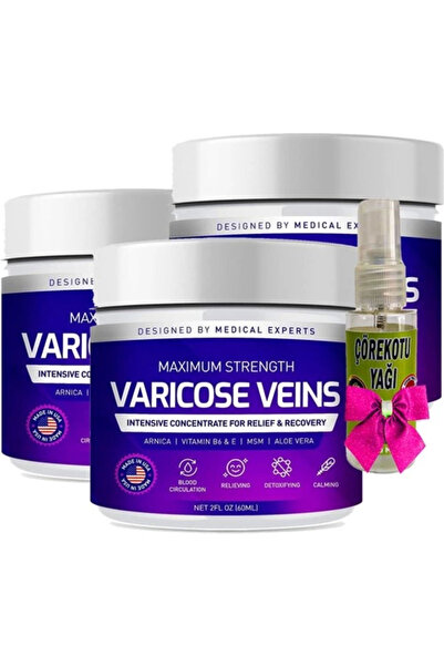 Adoil Varicose Veins Purple Care Cream 100 ml X 3 Pieces + Black Cumin Oil 30 ml