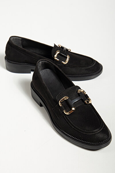 derim shoes حذاء لوفر نسائي من جلد الغزال الأسود