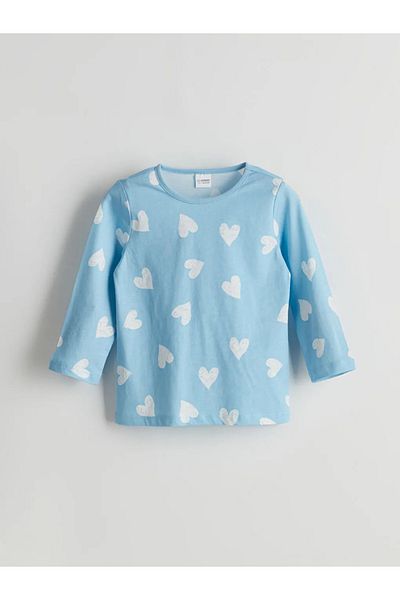 LC Waikiki Lcw Kids Blue Heart Printed Girl's Pajama Set