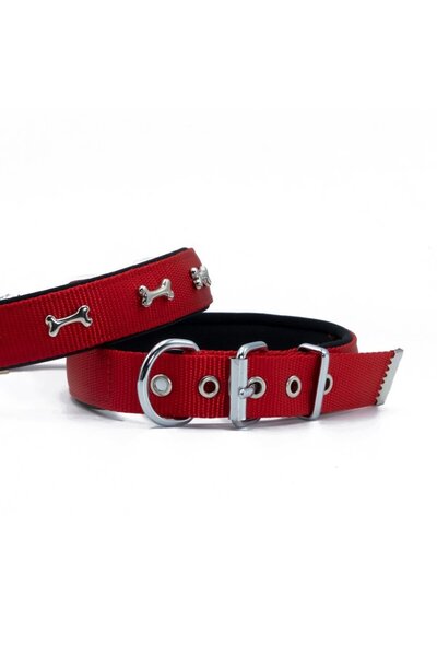 SAVEX Doggie Comfort Woven Bone Collar Red 2.5*42-50 cm (Dsbt-2562 L)