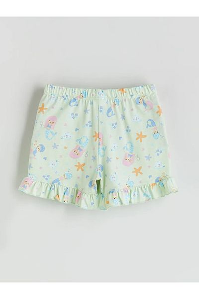 LC Waikiki Lcw Kids Green Elastic Waist Printed Girls' Pajama Bottoms
