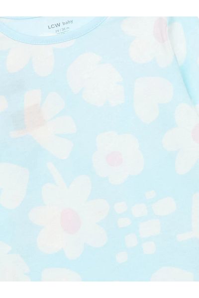 LC Waikiki LCW baby Green Crew Neck Floral Girls' Pajama Top