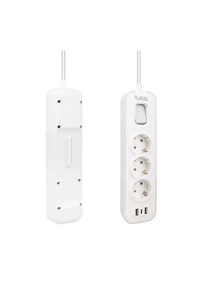 Zibox Vea Ve-Nova103U a Class 3 Gang 2 USB Switched 1.5 Meter Surge Protected Socket