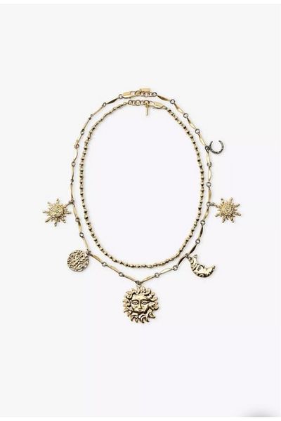 Lune Dor Accessories Brand Model 2-Piece Sun Figured Necklace
