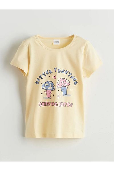 LC Waikiki Lcw Kids Sari Crew Neck Printed Girls Pajama Top