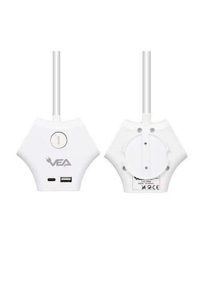Zibox Vea Ve-G903Yc 3 Gang Usb+ Type-C Input Switched 1.5 Meter Group Socket